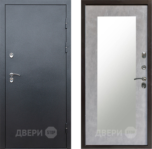 Входная металлическая Дверь Престиж TERMO с терморазрывом Снегирь Серебро Зеркало пастораль Бетон светлый в Коломне