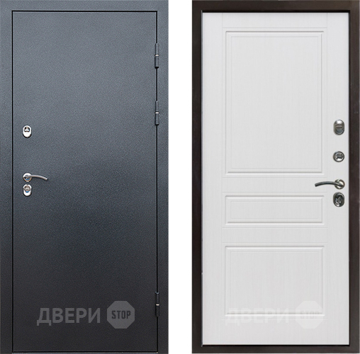 Входная металлическая Дверь Престиж TERMO с терморазрывом Снегирь Серебро Классика Белое дерево в Коломне