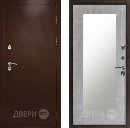 Входная металлическая Дверь Престиж TERMO с терморазрывом Снегирь Медь Зеркало пастораль Бетон светлый в Коломне