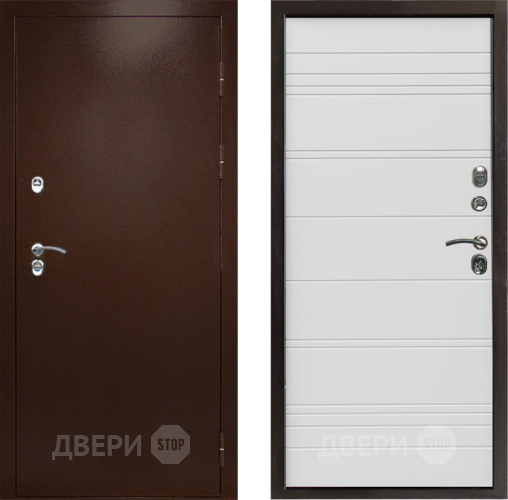 Входная металлическая Дверь Престиж TERMO с терморазрывом Снегирь Медь Line Белый в Коломне
