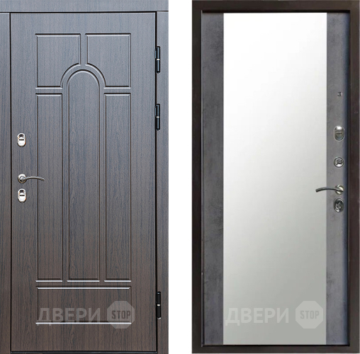 Дверь Престиж TERMO с терморазрывом Арка Зеркало Бетон темный в Коломне