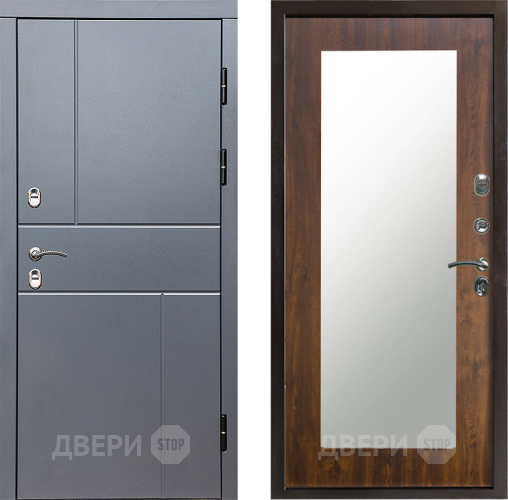 Входная металлическая Дверь Престиж TERMO с терморазрывом Горизонт Грэй Зеркало пастораль Дуб в Коломне