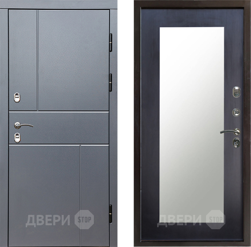Входная металлическая Дверь Престиж TERMO с терморазрывом Горизонт Грэй Зеркало пастораль Венге в Коломне