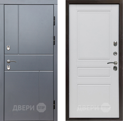 Входная металлическая Дверь Престиж TERMO с терморазрывом Горизонт Грэй Классика Белый матовый в Коломне