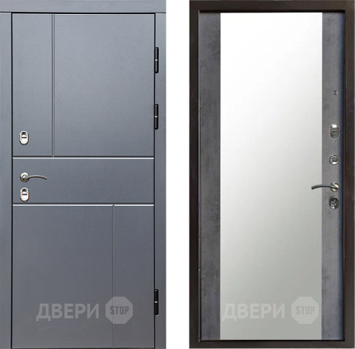 Дверь Престиж TERMO с терморазрывом Горизонт Грэй Зеркало Бетон темный в Коломне