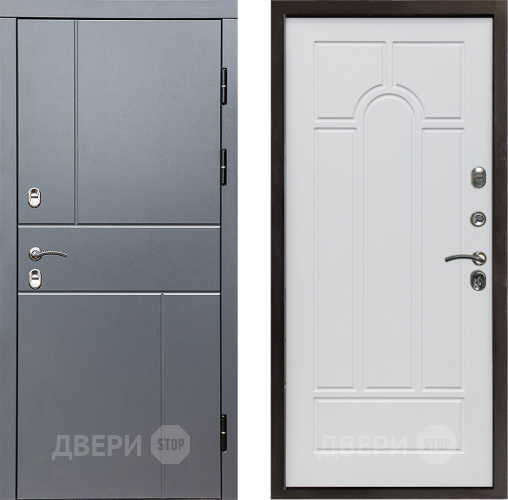 Входная металлическая Дверь Престиж TERMO с терморазрывом Горизонт Грэй Арка Белое дерево в Коломне