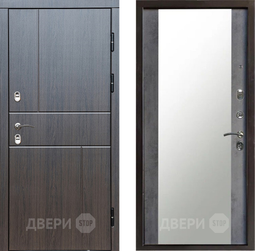 Входная металлическая Дверь Престиж TERMO с терморазрывом Горизонт Венге Зеркало Бетон темный в Коломне
