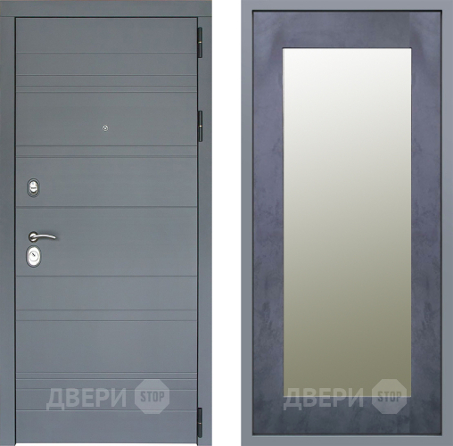 Дверь Заводские двери Лира Софт графит Зеркало Модерн Бетон темный в Коломне