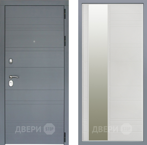 Дверь Заводские двери Лира Софт графит Зеркало Лира Белый софт в Коломне