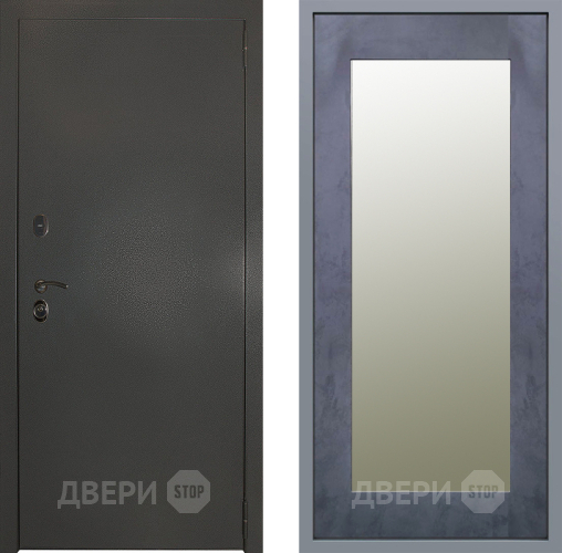 Дверь Заводские двери Эталон 3к антик серебро Зеркало Модерн Бетон темный в Коломне