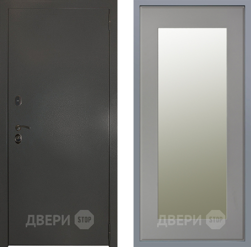 Дверь Заводские двери Эталон 3к антик серебро Зеркало Модерн Грей софт в Коломне