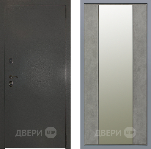 Дверь Заводские двери Эталон 3к антик серебро Зеркало Макси Бетон темный в Коломне