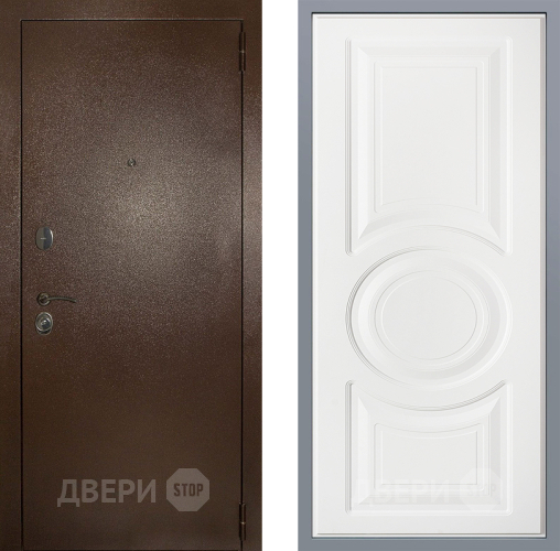 Дверь Заводские двери Эталон 3к антик медь Неаполь Лофт белый в Коломне