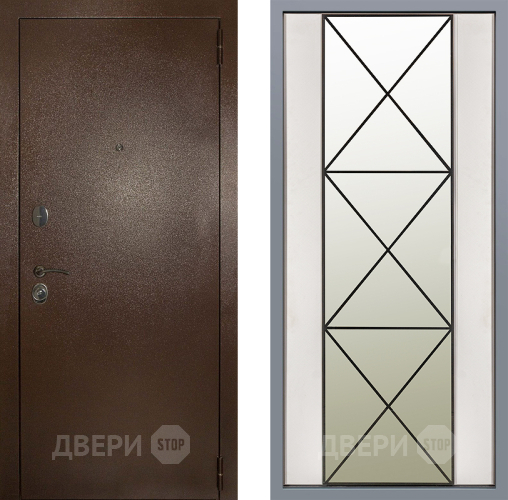 Дверь Заводские двери Эталон 3к антик медь Зеркало Перфекто Структурное дерево в Коломне