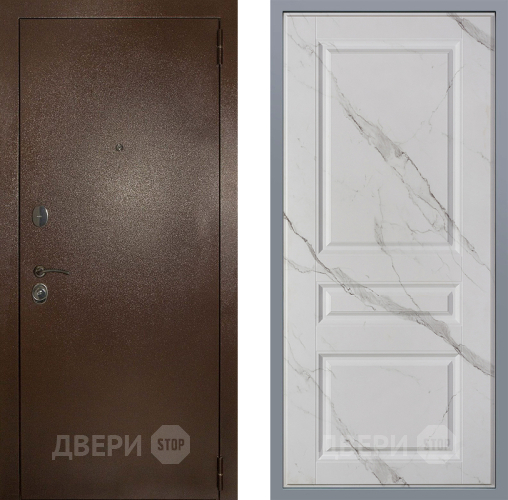 Дверь Заводские двери Эталон 3к антик медь Стокгольм Мрамор белый в Коломне