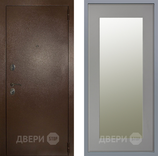 Дверь Заводские двери Эталон 3к антик медь Зеркало Модерн Грей софт в Коломне