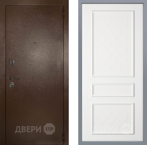 Дверь Заводские двери Эталон 3к антик медь Урбино Белый софт в Коломне