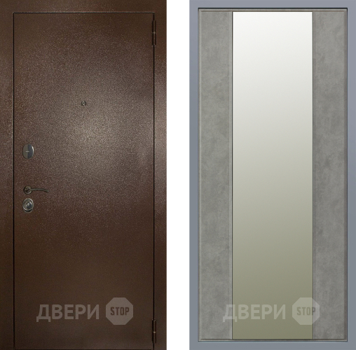 Дверь Заводские двери Эталон 3к антик медь Зеркало Макси Бетон темный в Коломне