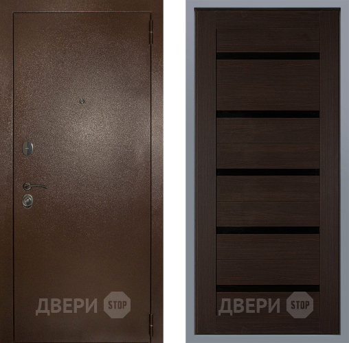 Дверь Заводские двери Эталон 3к антик медь СБ-1 орех тисненый в Коломне