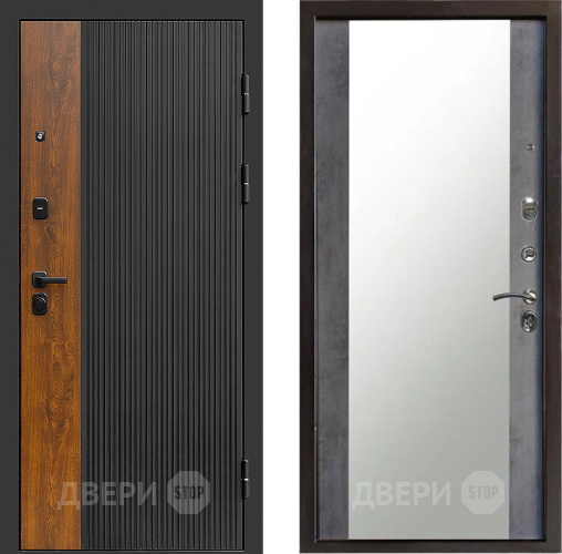 Входная металлическая Дверь Престиж Prestizh Зеркало Бетон темный в Коломне