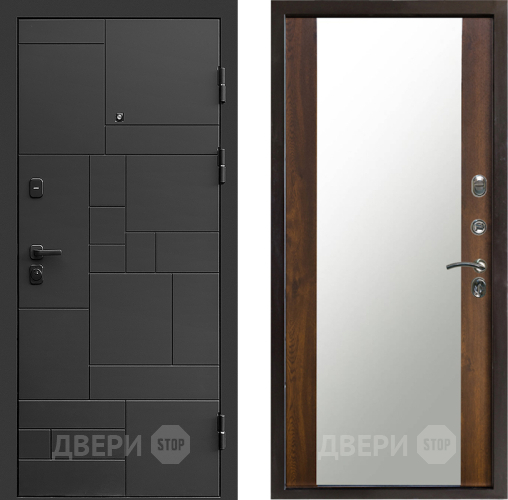 Входная металлическая Дверь Престиж Kvadro Зеркало Дуб в Коломне