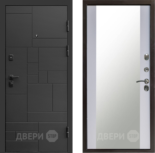 Входная металлическая Дверь Престиж Kvadro Зеркало Белый софт в Коломне