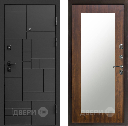 Входная металлическая Дверь Престиж Kvadro Зеркло Пастораль Дуб в Коломне