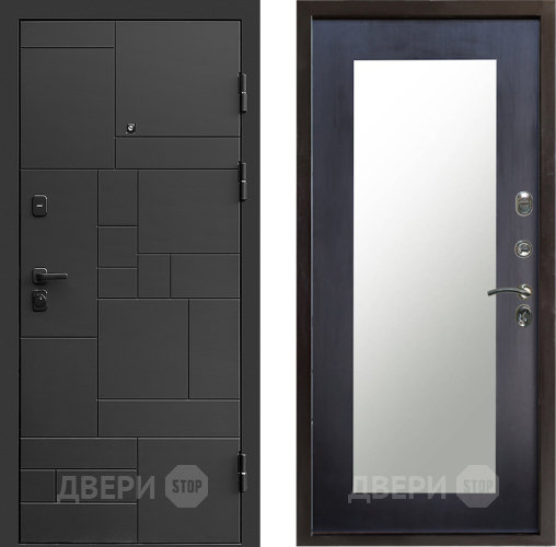 Входная металлическая Дверь Престиж Kvadro Зеркло Пастораль Венге в Коломне
