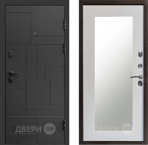 Входная металлическая Дверь Престиж Kvadro Зеркло Пастораль Лиственница белая в Коломне