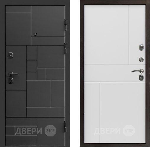 Входная металлическая Дверь Престиж Kvadro Горизонт Бетон белый в Коломне