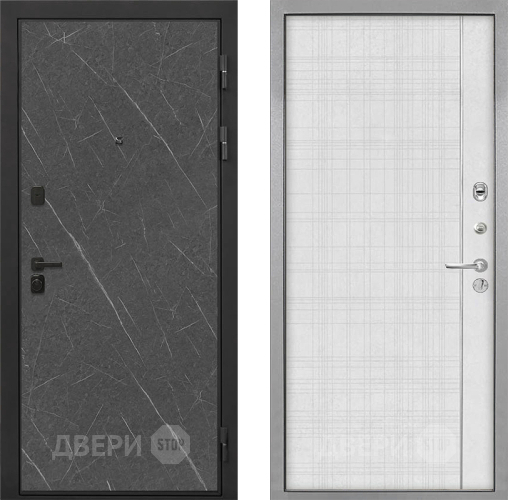 Входная металлическая Дверь Интекрон (INTECRON) Профит Black Гранит Лава Оникс В-07 с молдингом Лофт белый в Коломне