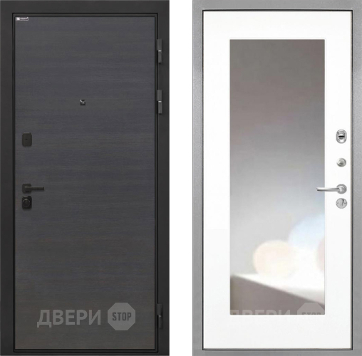 Входная металлическая Дверь Интекрон (INTECRON) Профит Black Эковенге ФЛЗ-120-М Зеркало Белый матовый в Коломне