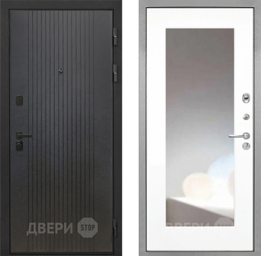 Входная металлическая Дверь Интекрон (INTECRON) Профит Black ФЛ-295 ФЛЗ-120-М Зеркало Белый матовый в Коломне