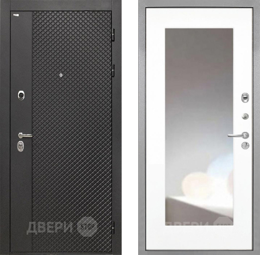 Входная металлическая Дверь Интекрон (INTECRON) Олимпия Black 4К ФЛЗ-120-М Зеркало Белый матовый в Коломне