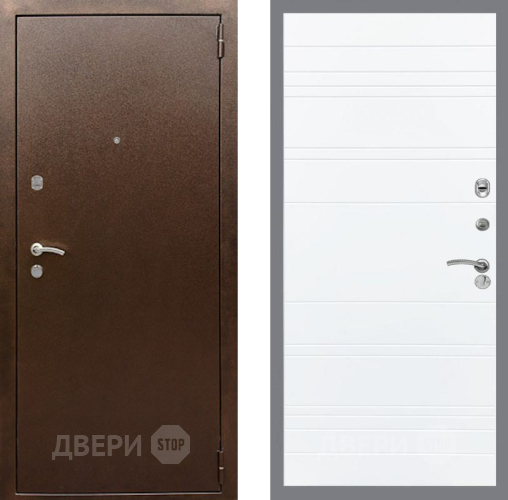 Входная металлическая Дверь Рекс (REX) 1А Медный Антик Line Силк Сноу в Коломне