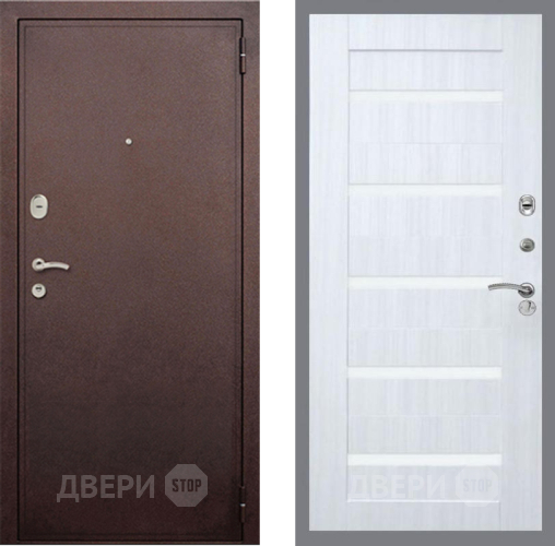 Входная металлическая Дверь Рекс (REX) 2 Медный Антик СБ-14 стекло белое Сандал белый в Коломне