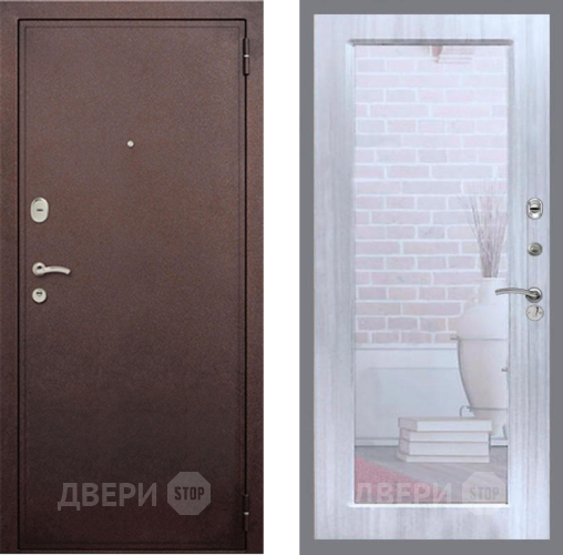 Входная металлическая Дверь Рекс (REX) 2 Медный Антик Зеркало Пастораль Сандал белый в Коломне