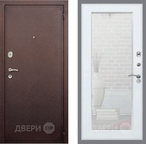 Входная металлическая Дверь Рекс (REX) 2 Медный Антик Зеркало Пастораль Силк Сноу в Коломне