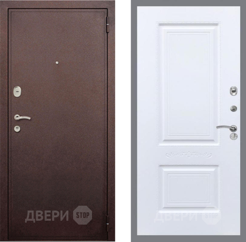 Дверь Рекс (REX) 2 Медный Антик Смальта Силк Сноу в Коломне