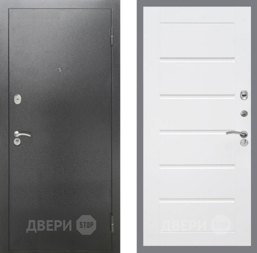 Входная металлическая Дверь Рекс (REX) 2А Серебро Антик Сити Белый ясень в Коломне