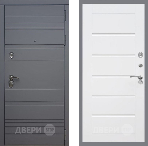 Входная металлическая Дверь Рекс (REX) 14 силк титан Сити Белый ясень в Коломне