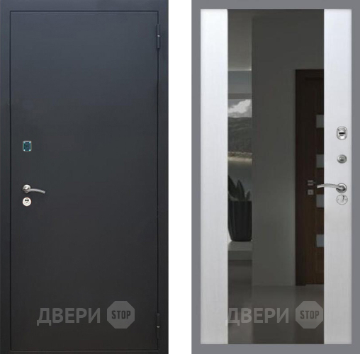Входная металлическая Дверь Рекс (REX) 1A Черный Муар СБ-16 с Зеркалом Лиственница беж в Коломне