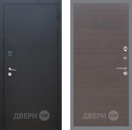Входная металлическая Дверь Рекс (REX) 1A Черный Муар GL венге поперечный в Коломне
