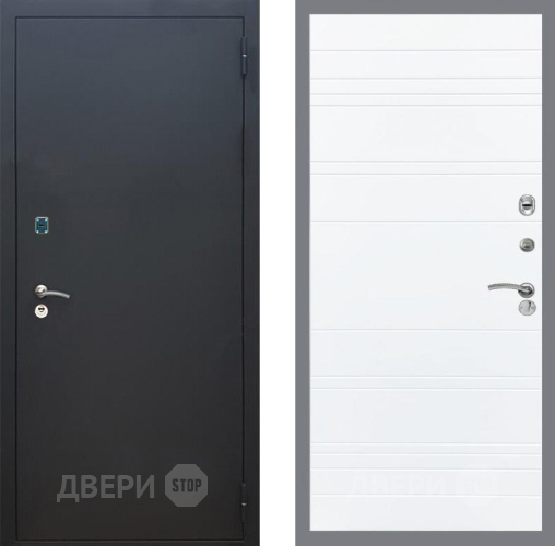 Входная металлическая Дверь Рекс (REX) 1A Черный Муар Line Силк Сноу в Коломне