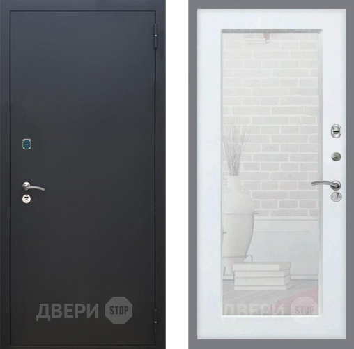 Входная металлическая Дверь Рекс (REX) 1A Черный Муар Зеркало Пастораль Белый ясень в Коломне