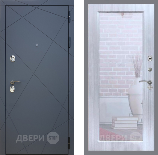 Входная металлическая Дверь Рекс (REX) 13 Силк Титан Зеркало Пастораль Сандал белый в Коломне