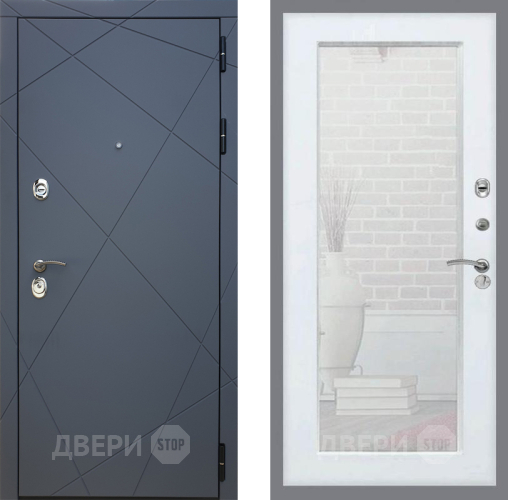 Входная металлическая Дверь Рекс (REX) 13 Силк Титан Зеркало Пастораль Силк Сноу в Коломне