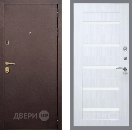 Входная металлическая Дверь Рекс (REX) Лайт 3К СБ-14 стекло белое Сандал белый в Коломне