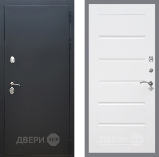 Входная металлическая Дверь Рекс (REX) 5 Черный Муар Сити Белый ясень в Коломне