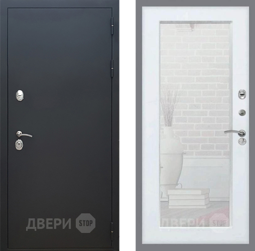Дверь Рекс (REX) 5 Черный Муар Зеркало Пастораль Белый ясень в Коломне
